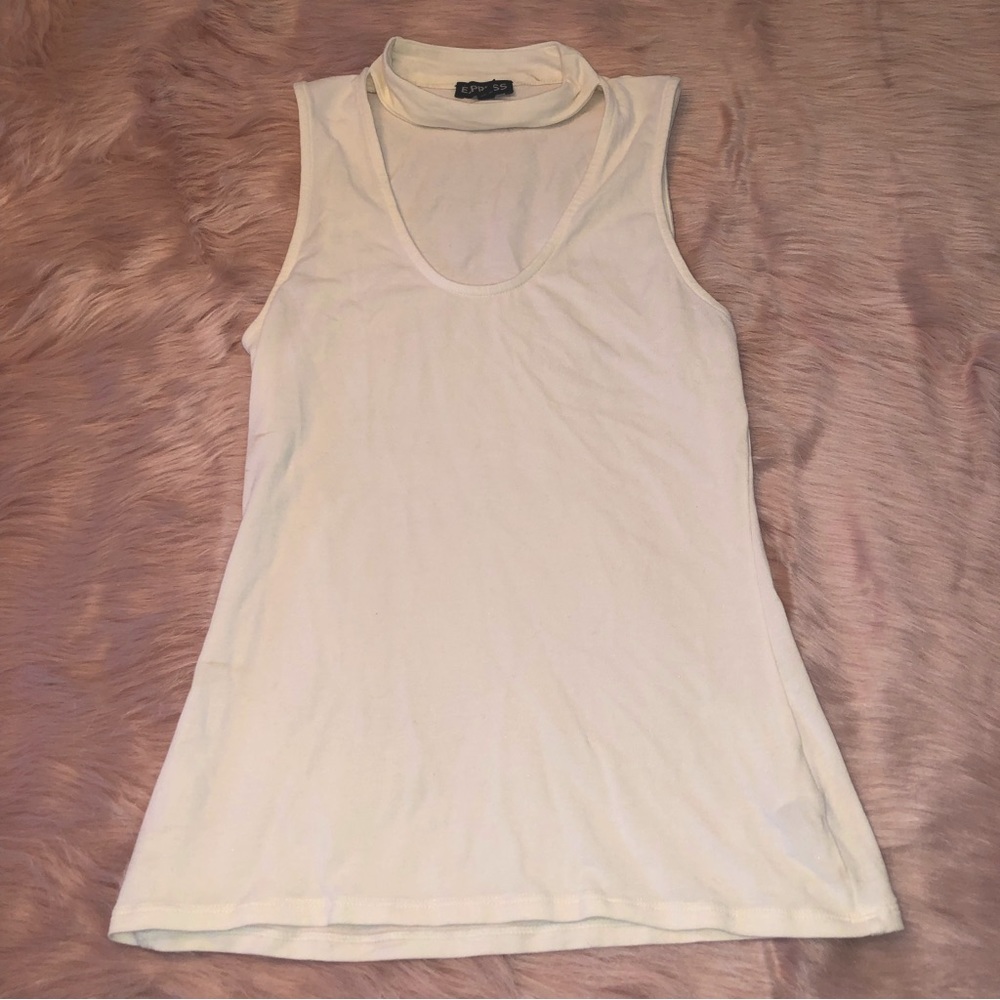 Express White Choker Cutout Tank